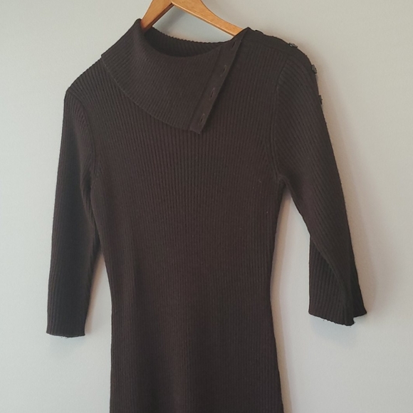 Cynthia Rowley Brown Ribbed Turtleneck Dress - Picture 3 of 7